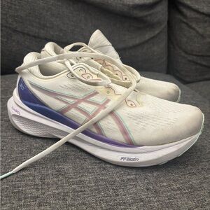 ASICS Women's Cream and Purple Athletic Shoes